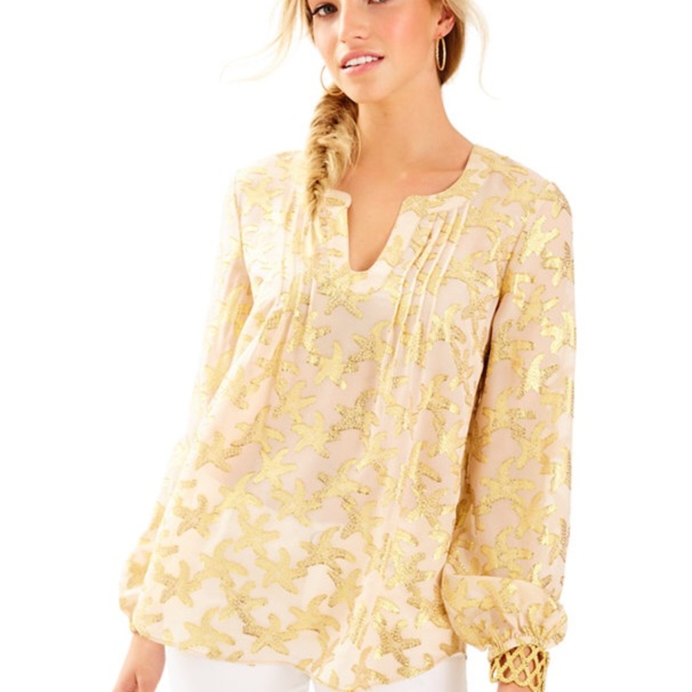 Lilly Pulitzer Colby Silk Metallic Top